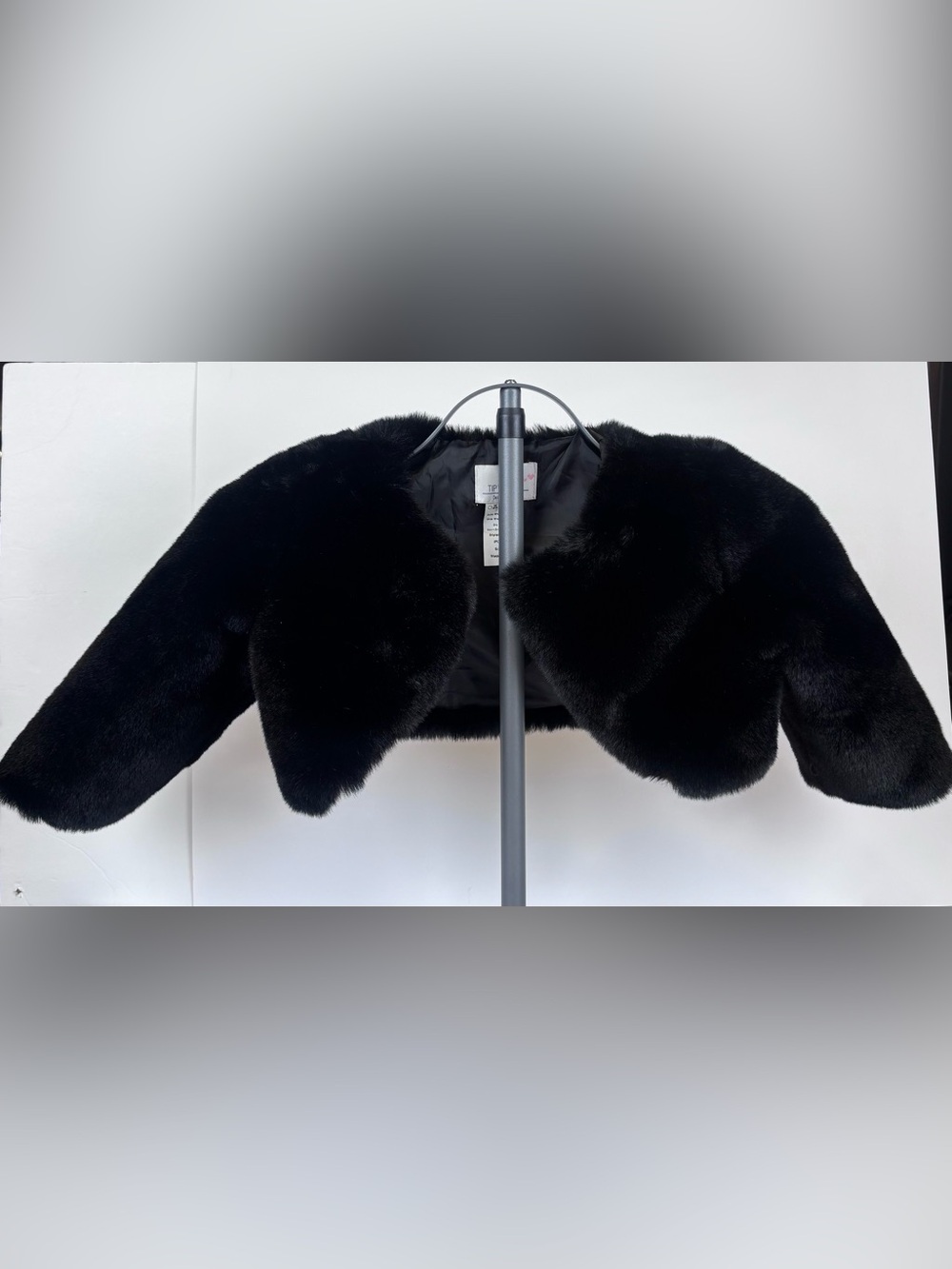 Tip Top Kids Girls Black Faux Fur Cropped Bolero Jacket Shrug Size 6